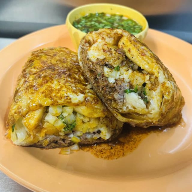 Calibirria Burrito with Consome.