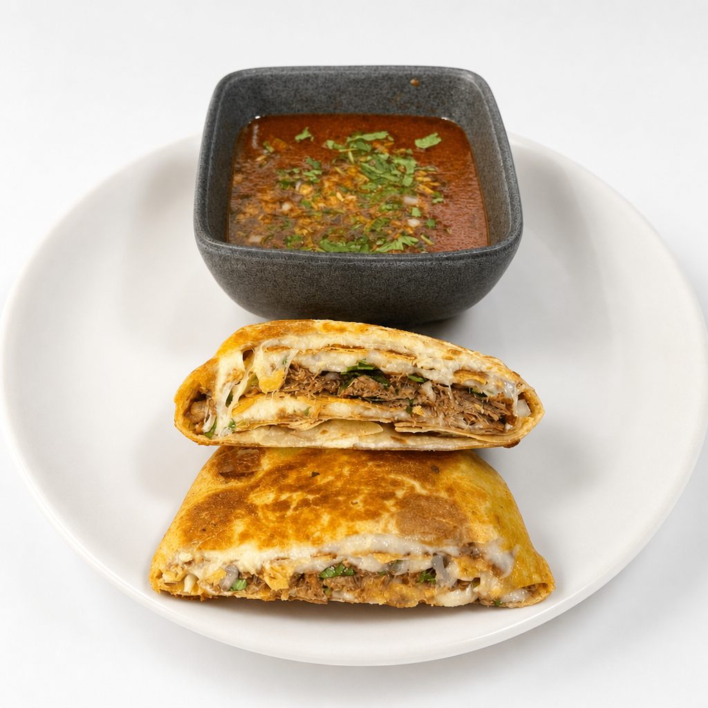 Quesa Tostada de Birria.
