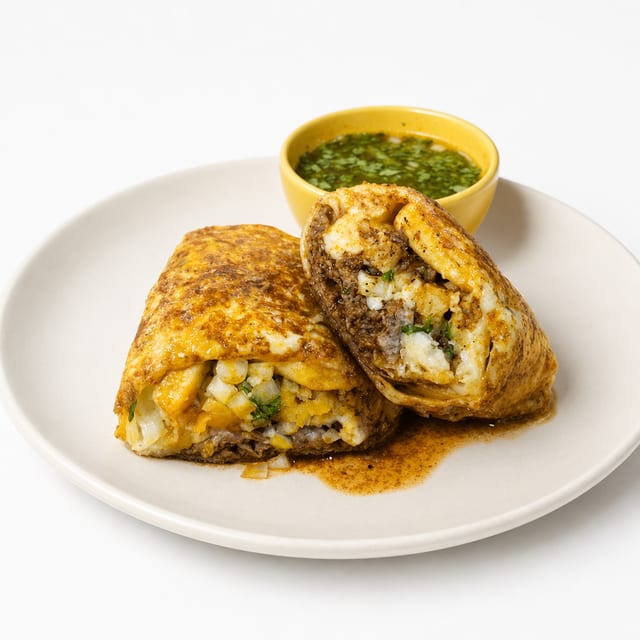Calibirria Burrito with Consome.